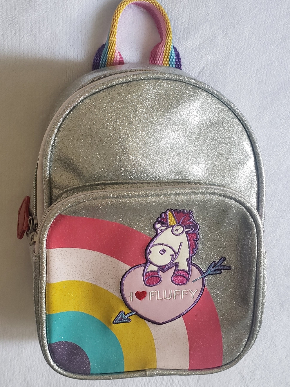 Kids Minion Mayhem Silver Glitter Unicorn Backpack - I Heart Fluffy